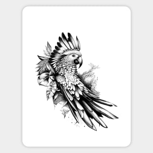Parrot Wild Animal Nature Illustration Art Tattoo Magnet